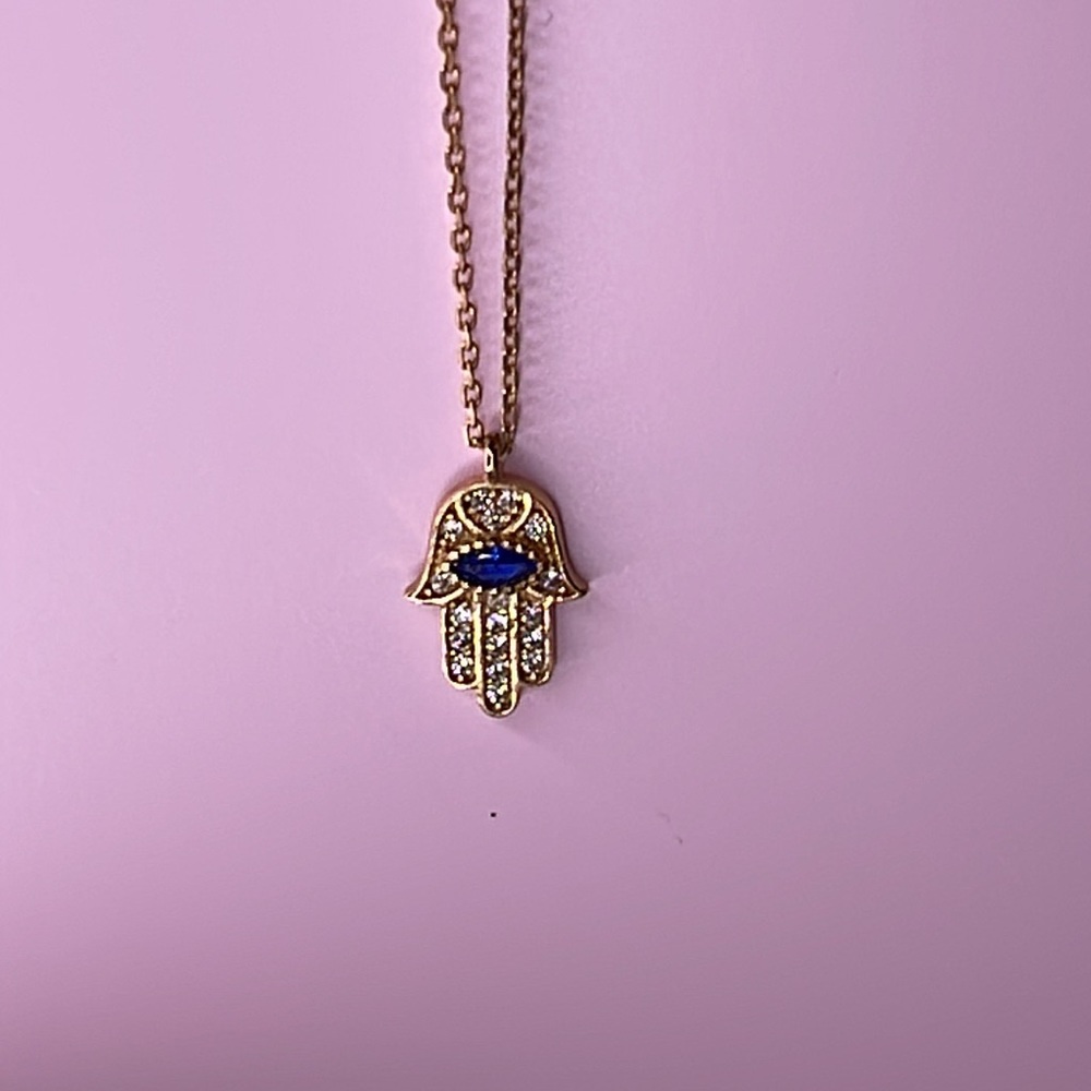 Hamsa Necklace with Crystal Evil Eye